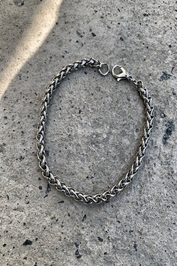 Lufigo Angelus Model 3Mm Kalın Kararmaz Unisex Bileklik Gümüş Kaplama - 357
