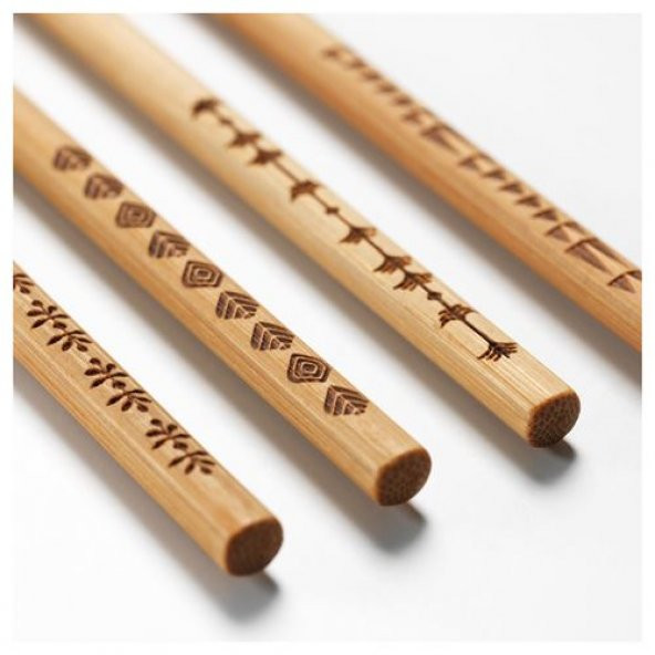 Bambu Yemek Çubukları 4Lü MeridyenDukkan Bambu 4 çift Dekoratif Desenli Çubuklar - 2