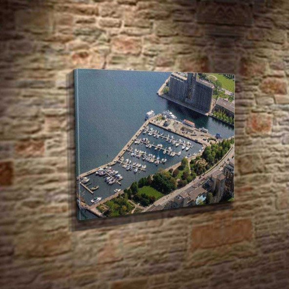 Marina - Toronto Ontario Kanada - Liman - Yat - Gemi - Deniz - Doğa -40x60cm Dekoratif Kanvas Tablo