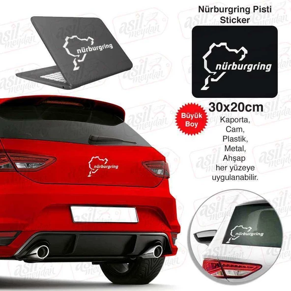 Nürburgring Yarış Pisti Beyaz Sticker - Araç Oto Araba Etiket, Arma, Aksesuar, Modifiye, Tuning - 1