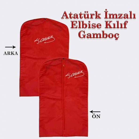 Atatürk İmzalı - Kırmızı - Elbise Kılıf Gamboç - Gardrop Düzenleyici