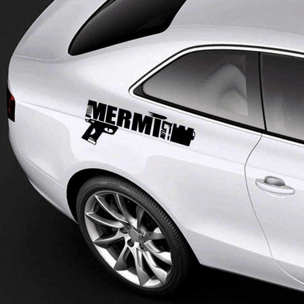 Mermi Yazısı Silah Formunda Gun Sticker - Oto Araba Etiket, Araç Aksesuar, Tuning, Modifiye