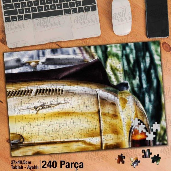 Asil Hobi Karmann Ghia - Araba - Lüks - Nostalji Yapboz- Ayak Destekli Çerçeveli 240 Parça Puzzle