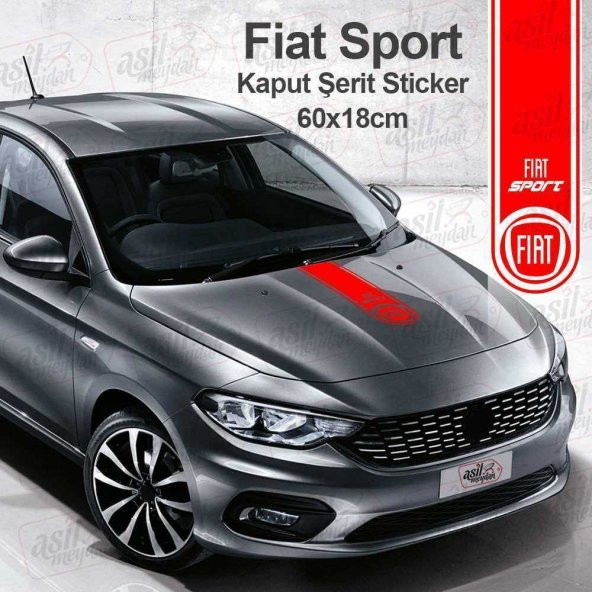 Fiat Sport Kaput Şerit Kırmızı Oto Sticker, Etiket, Araba, Aksesuar, Tuning, Modifiye