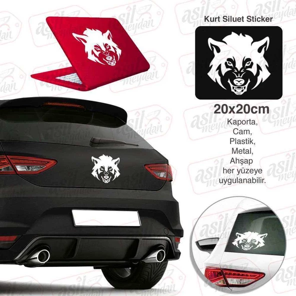 Kurt Siluet Beyaz Renk Oto Sticker -Araba Etiket, Araç Aksesuar, Sport, Modifiye