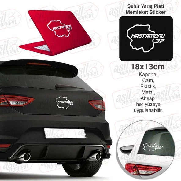 Kastamonu İli 37 Plaka Kodu Memleket Beyaz Yarış Pisti Sticker - Oto Araba Etiket, Aksesuar Modifiye
