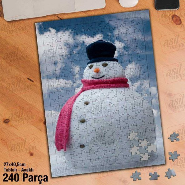 Asil Hobi Kardan Adam - Gökyüzü - Kış Kar Yapboz-Ayak Destekli Çerçeveli 240 Parça Puzzle