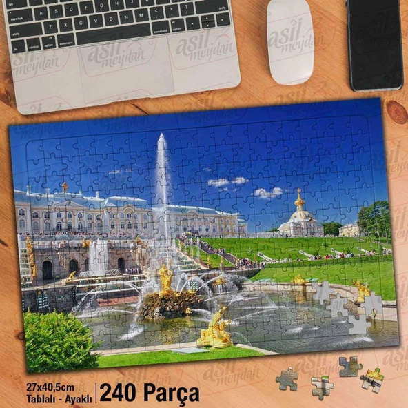 Asil Hobi Petersburg - Petergof Sarayı - Mimari Yapboz-Ayak Destekli Çerçeveli 240 Parça Puzzle