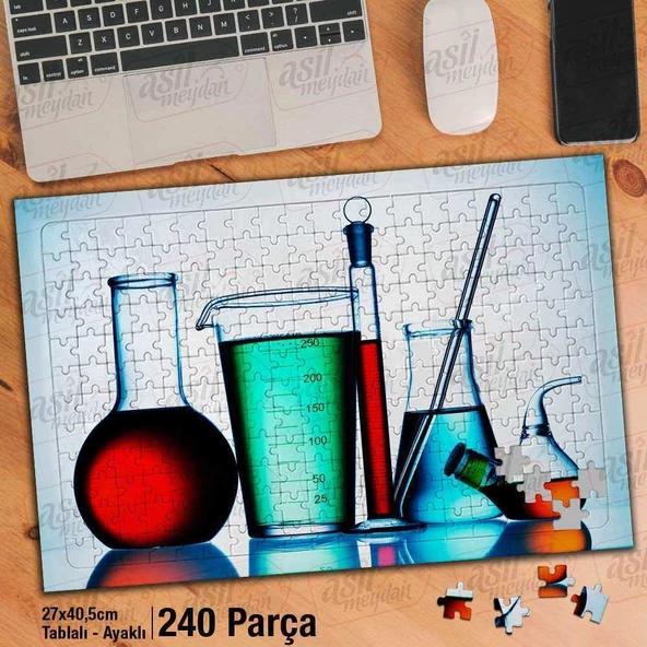 Asil Hobi Laboratuvar - Deney - Kimya - Simya Yapboz-Ayak Destekli Çerçeveli 240 Parça Puzzle