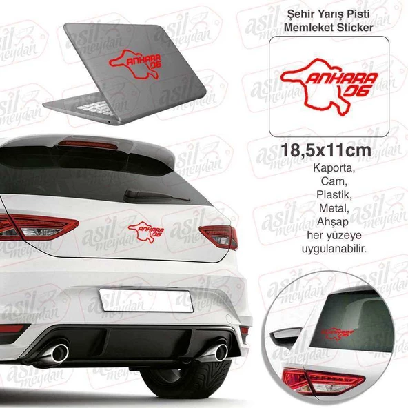 Ankara İli 06 Plaka Kodu Memleket Kırmızı Yarış Pisti Sticker - Oto Araba Etiket, Aksesuar, Tuning