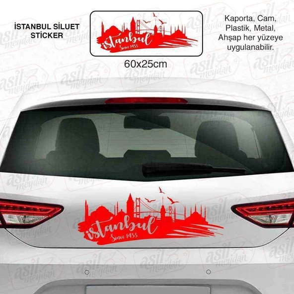 İstanbul Cami Boğaz Silueti Kırmızı Sticker, Araba, Oto, Etiket, Tuning, Aksesuar, Modifiye, Arma,