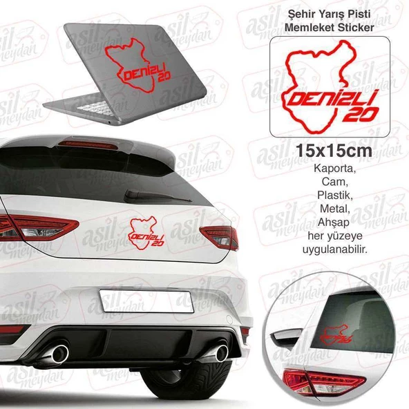 Denizli İli 20 Plaka Kodu Memleket Yarış Pisti Kırmızı Sticker - Oto Araba Etiket, Aksesuar, Tuning