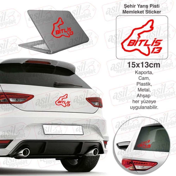 Bitlis İli 13 Plaka Kodu Memleket Yarış Pisti Kırmızı Sticker - Oto Araba Etiket, Aksesuar, Tuning