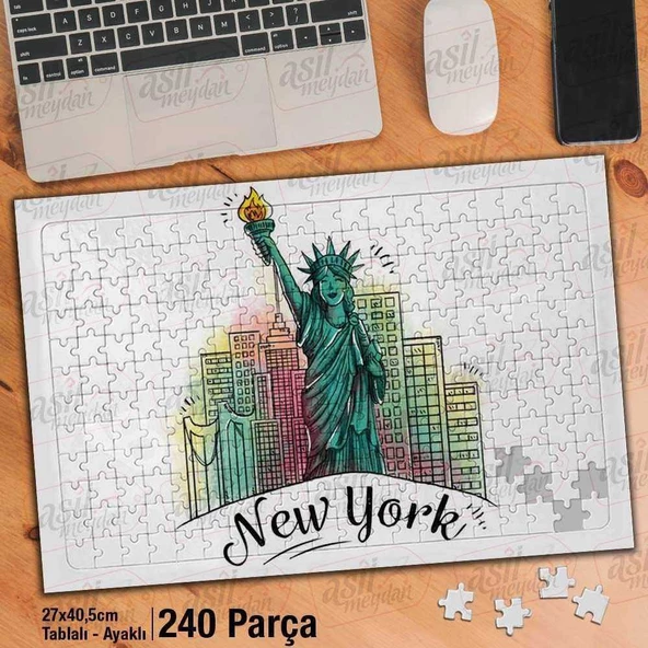 Asil Hobi New York - Şehir - Çizim Yapboz- Ayak Destekli Çerçeveli 240 Parça Puzzle