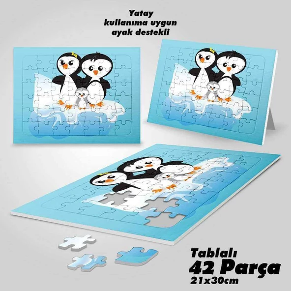 Asil Hobi Penguen Ailesi Yapboz- Ayak Destekli Çerçeveli 42 Parça Puzzle