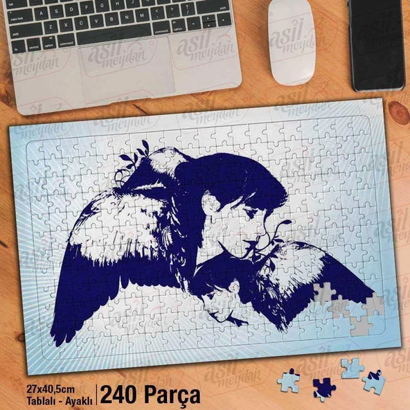 Asil Hobi Çizim - Kadın - Melek Kanatları Yapboz - Ayak Destekli Çerçeveli 240 Parça Puzzle