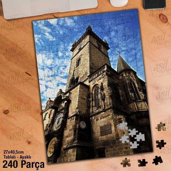 Asil Hobi Prag'daki Eski Kent Meydanı - Mimari Yapboz - Ayak Destekli Çerçeveli 240 Parça Puzzle