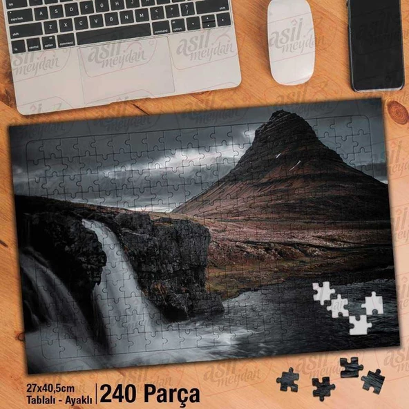 Asil Hobi Kayalık - Şelale - Deniz - Manzara Yapboz -Ayak Destekli Çerçeveli 240 Parça Puzzle