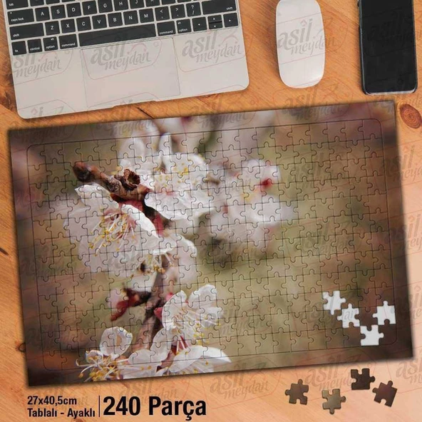 Asil Hobi Kiraz Çiçeği Ağacı - Doğa - Manzara Yapboz -Ayak Destekli Çerçeveli 240 Parça Puzzle