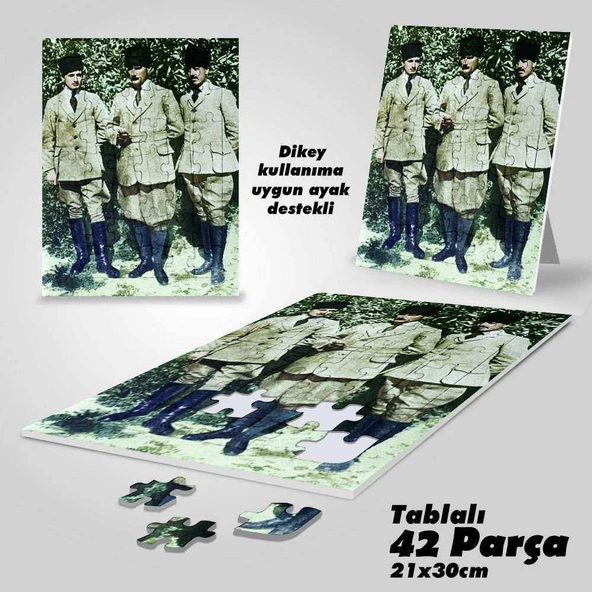 Asil Hobi Gazi Mustafa Kemal Atatürk ve Silah Arkadaşları -Yapboz - Ayak Destekli 42 Parça Puzzle