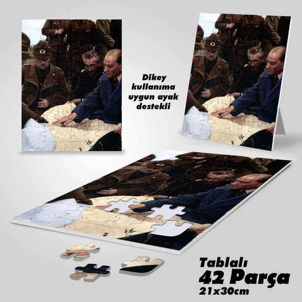 Asil Hobi Gazi Mustafa Kemal Atatürk -Milli Mücadele Yapboz -Ayak Destekli Çerçeveli 42 Parça Puzzle