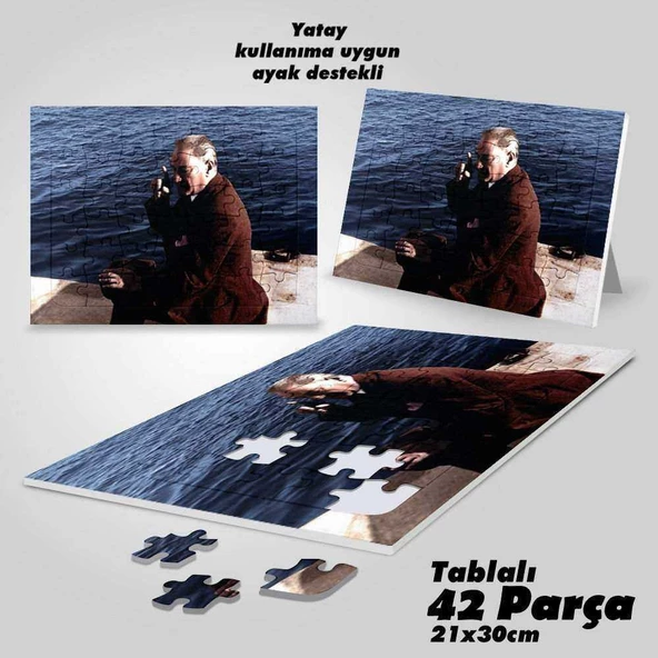 Asil Hobi Deniz Kenarında Oturan Mustafa Kemal Atatürk - Yapboz - Ayak Destekli 42 Parça Puzzle