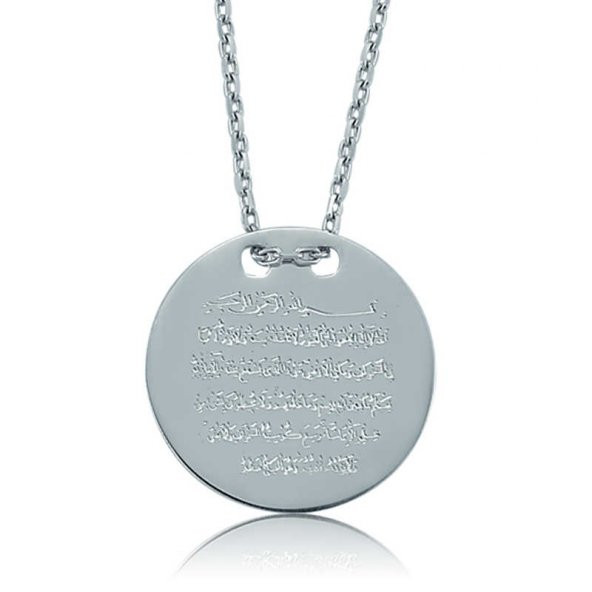 925 Ayar Gümüş Ayetel Kürsi Yazılı Plaka Kadın Gümüş Kolye ürün görseli