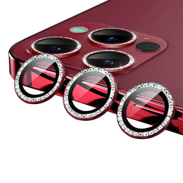 Apple iPhone 13 Pro Max CL-06 Renkli Taşlı Kamera Lens Koruyucu