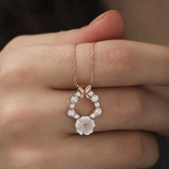 925 Ayar Gümüş Bahar Çiçeği Kadın Gümüş Kolye - Resim 4