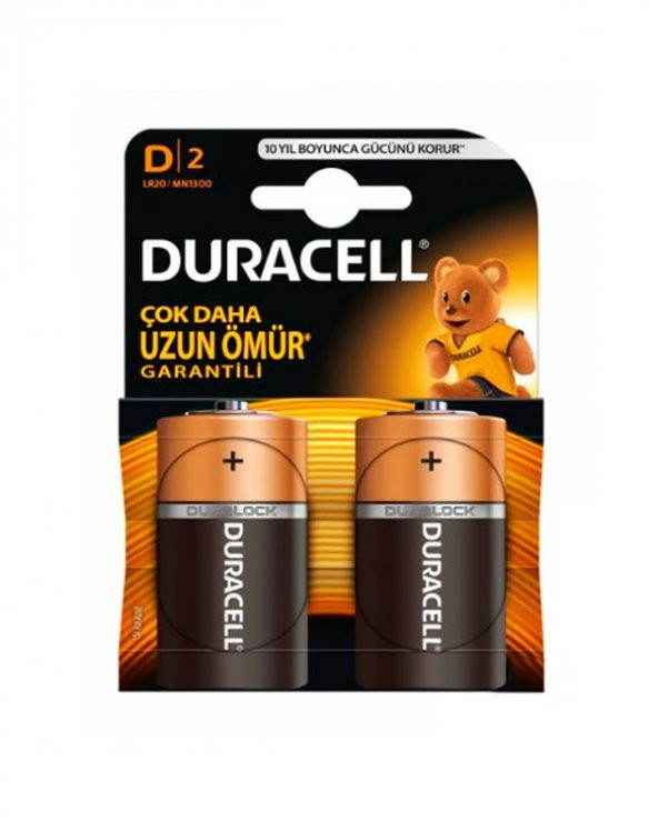 Duracell D2 1,5V 2'li Alkaline Pil LR20/MN1300