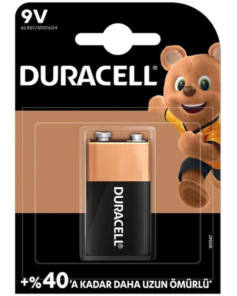 Duracell 9V Tekli Alkaline Pil 6LR61/MN1604