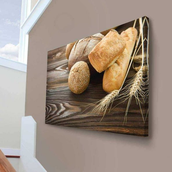 Taze Çavdar - Kepek - Buğday Ekmek Çeşitleri - Fırın - Besin -Gıda - 70x100cm Dekoratif Kanvas Tablo