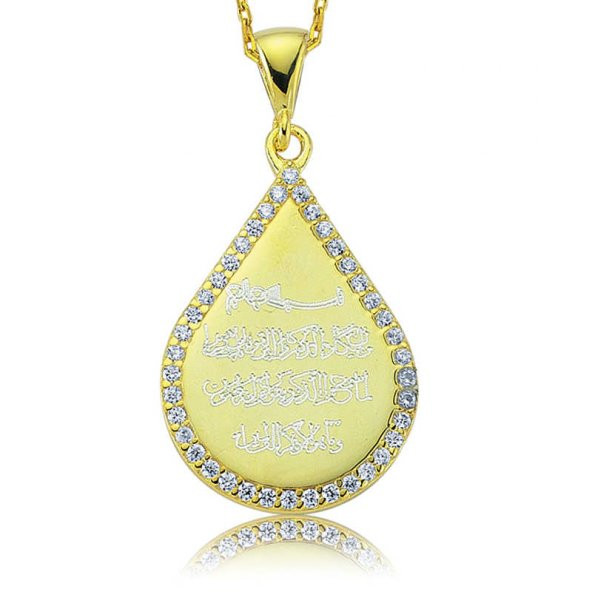 925 Ayar Gümüş Damla Nazar Duası Kadın Gümüş Kolye ürün görseli