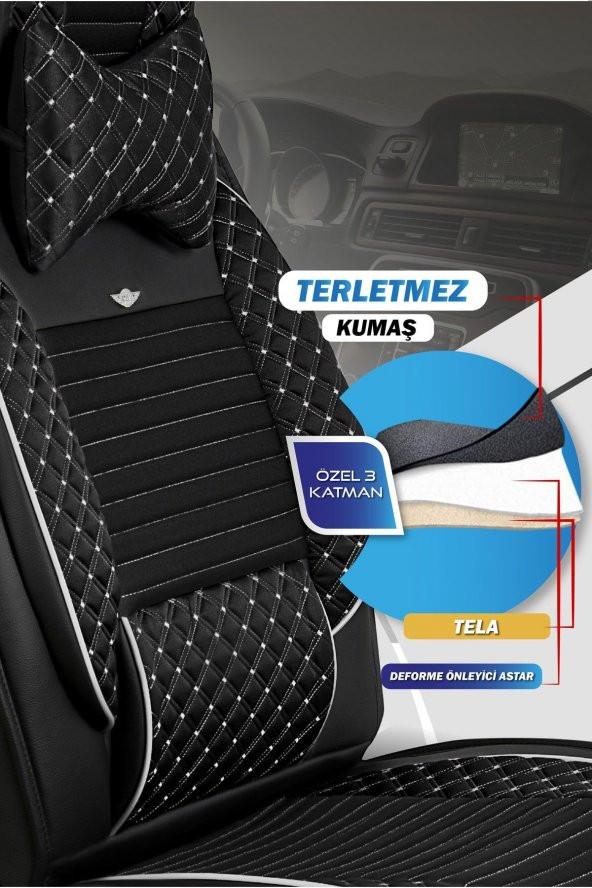 ACKSTRP3ELTSYH001-248 Alfa Romeo Stelvio Lüks Deri Oto Koltuk Kılıfı Ön/Arka Set - 2