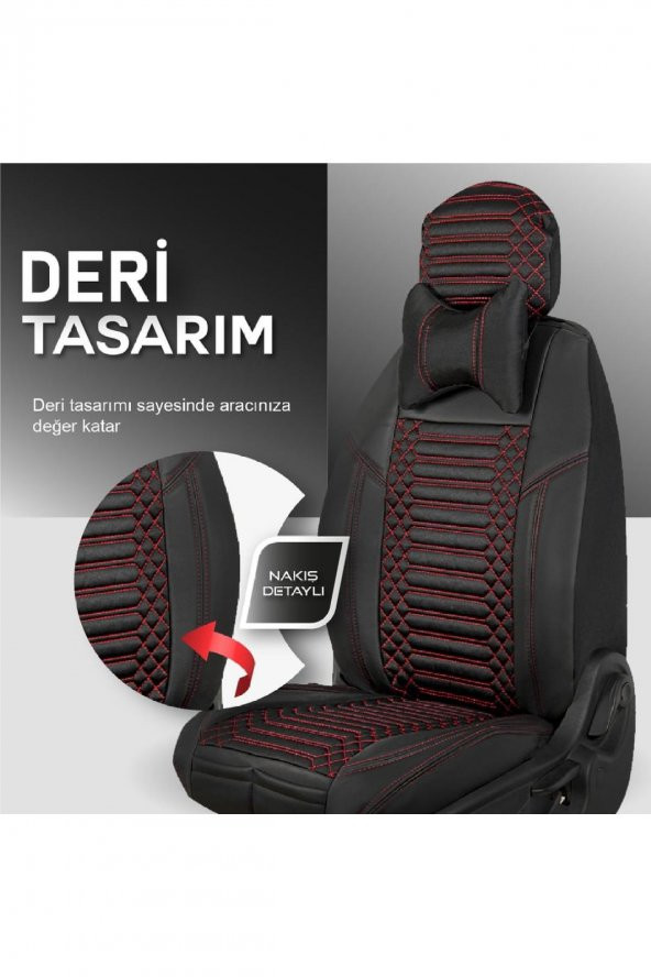 ACKSTRP2SYHKRMZEXC001-59 
Fiat Brava Lüks Deri Oto Koltuk Kılıfı Ön/Arka Set EXCLUSİVE Siyah-Kırmızı - 4