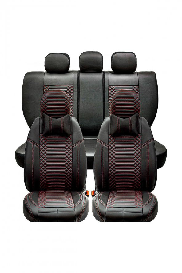 ACKSTRP2SYHKRMZEXC001-174 
Renault Laguna 3 Lüks Deri Oto Koltuk Kılıfı Ön/Arka Set EXCLUSİVE Siyah-Kırmızı