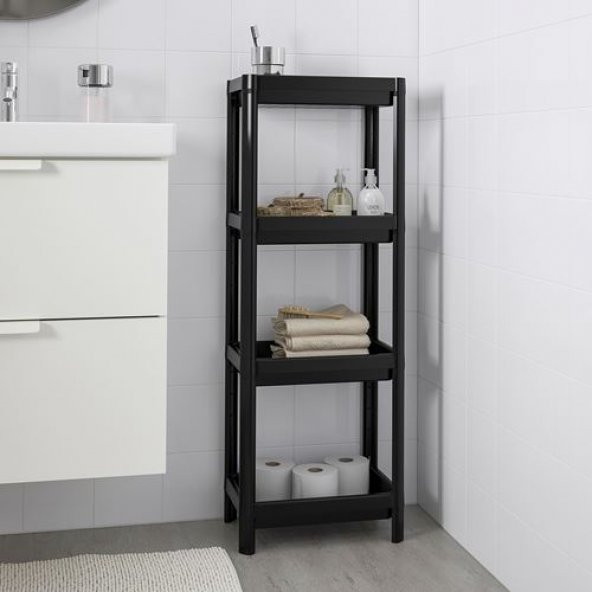 Banyo Raf Ünitesi MeridyenDukkan Siyah Pratik Raf Ünitesi 36x23x100 cm - 2