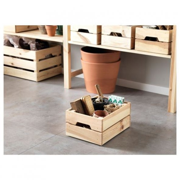 Dekoratif Kutu, Çam MeridyenDukkan Ölçü 23x31x15 cm Ev Düzen Kutu Sepet Masif Çam Ağacı - 4