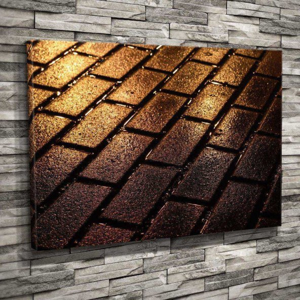 Islak Arnavut Kaldırım Taşı - Mimari - Yapı 50x70cm Dekoratif Kanvas Tablo