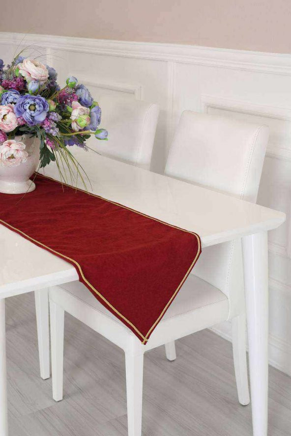Gümüş Şeritli Runner 90x30 Bordo - 2