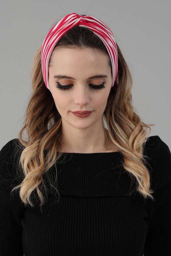 Bandana Saç Bandı Fuşya Çizgili - 5