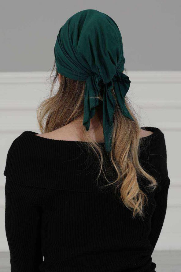 Büzgülü Penye Bandana Yeşil - 5