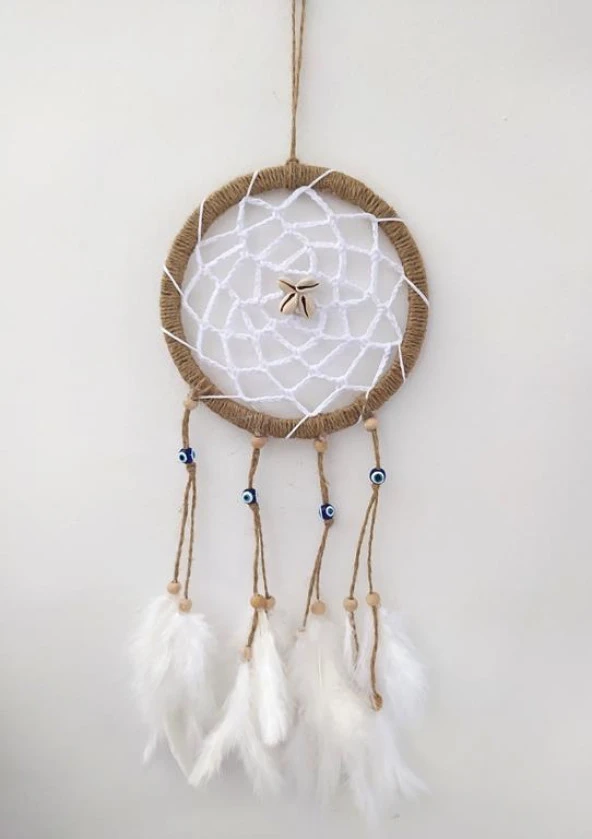 Hdmarketim Nazar Boncuklu Düş Kapanı Dreamcatcher Kuş Tüyü Duvar Süsü