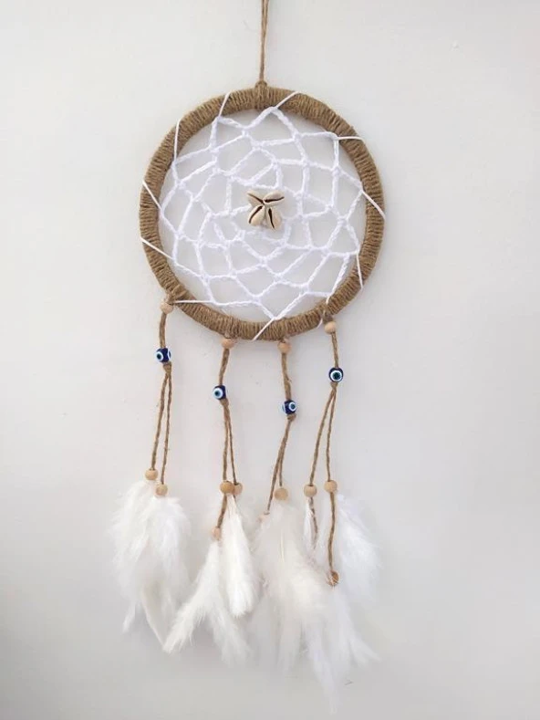Hdmarketim Nazar Boncuklu Düş Kapanı Dreamcatcher Kuş Tüyü Duvar Süsü - 3
