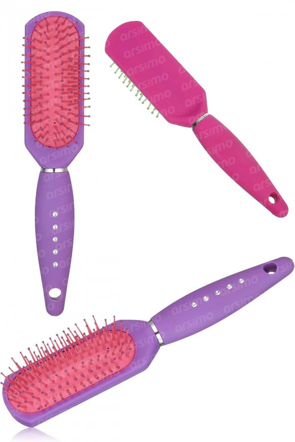Renkli Dikdörtgen Saç Fırçası | Renkli Dikdörtgen Saç Açma Tarama Fırçası 24 cm