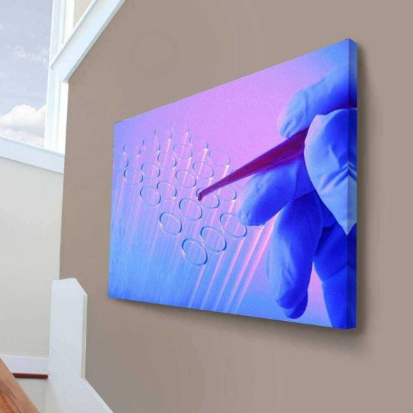 Laboratuvar - Cam Tüpler - Kimya - Simya - Araştırma - Deney - 70x100cm Dekoratif Kanvas Tablo