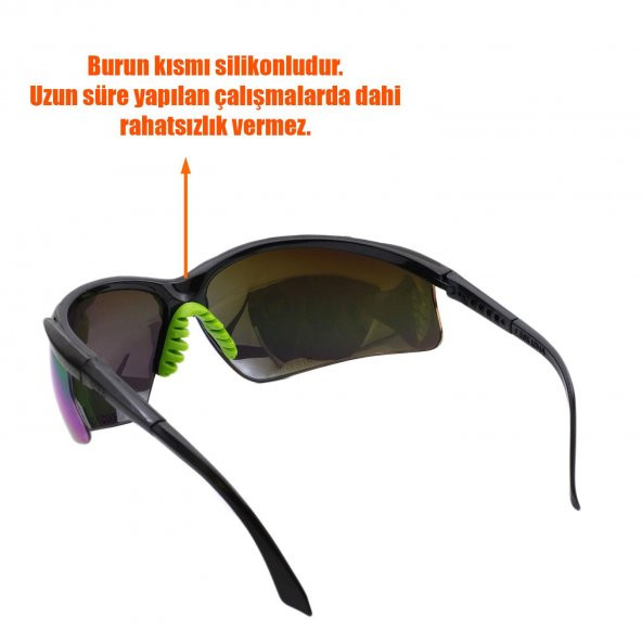 İş Güvenlik Gözlüğü Koruyucu Silikonlu Çapak Gözlük Gökkuşağı - 4