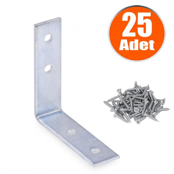 Mobilya Dolap Köşe Bağlantı L Demir Gönye 55x55x15 mm (25 ADET)