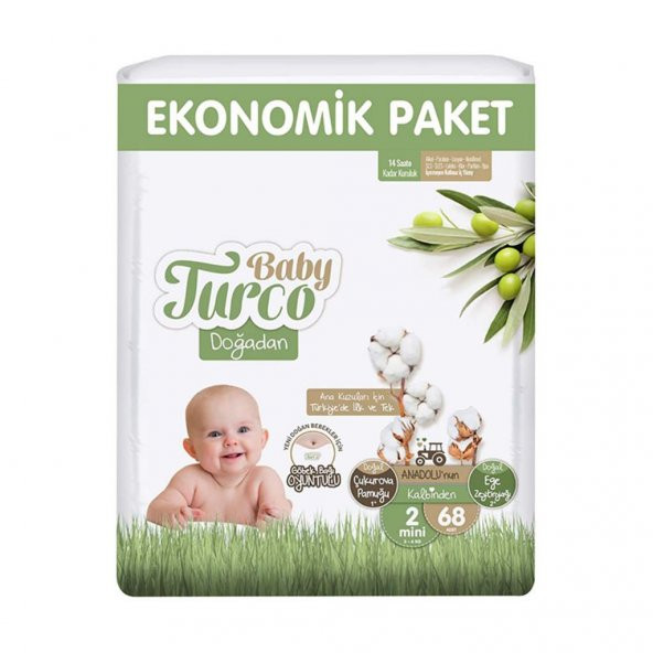 Baby Turco Doğadan Bebek Bezi 2 Numara Mini Ekonomik Paket 68 Adet