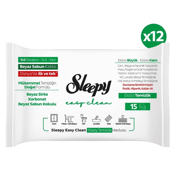 Sleepy Easy Clean Yüzey Temizlik Havlusu&Mendili Seyahat Boy 6x2x15 (180 Yaprak) - 2